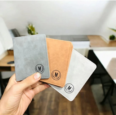 M Brand PU Leather Horizontal Short Wallet Cardholder for Men