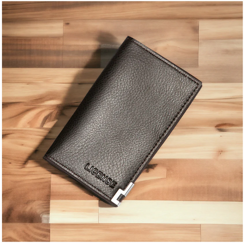 License Minimalist Slim Half Long Wallet for Men