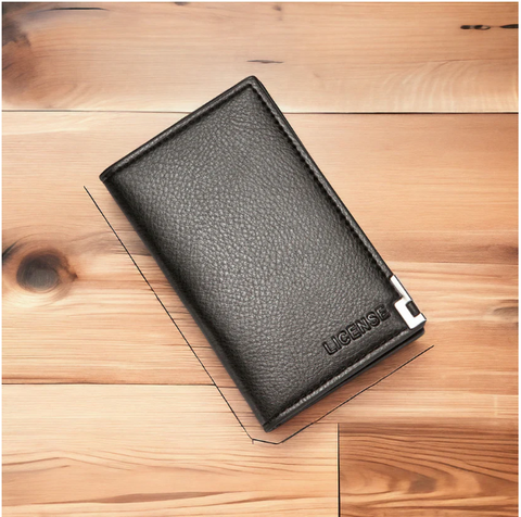 License Minimalist Slim Half Long Wallet for Men