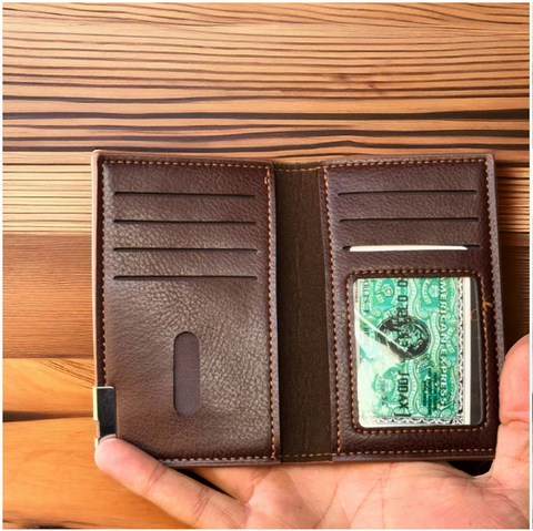 License Minimalist Slim Half Long Wallet for Men