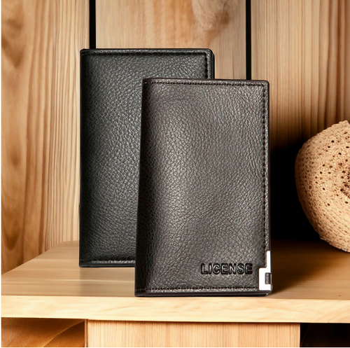 License Minimalist Slim Half Long Wallet for Men