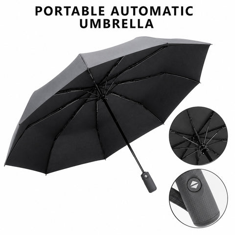 Premium Automatic Foldable Umbrella – Grey Compact Rain & Sun Protection Umbrella